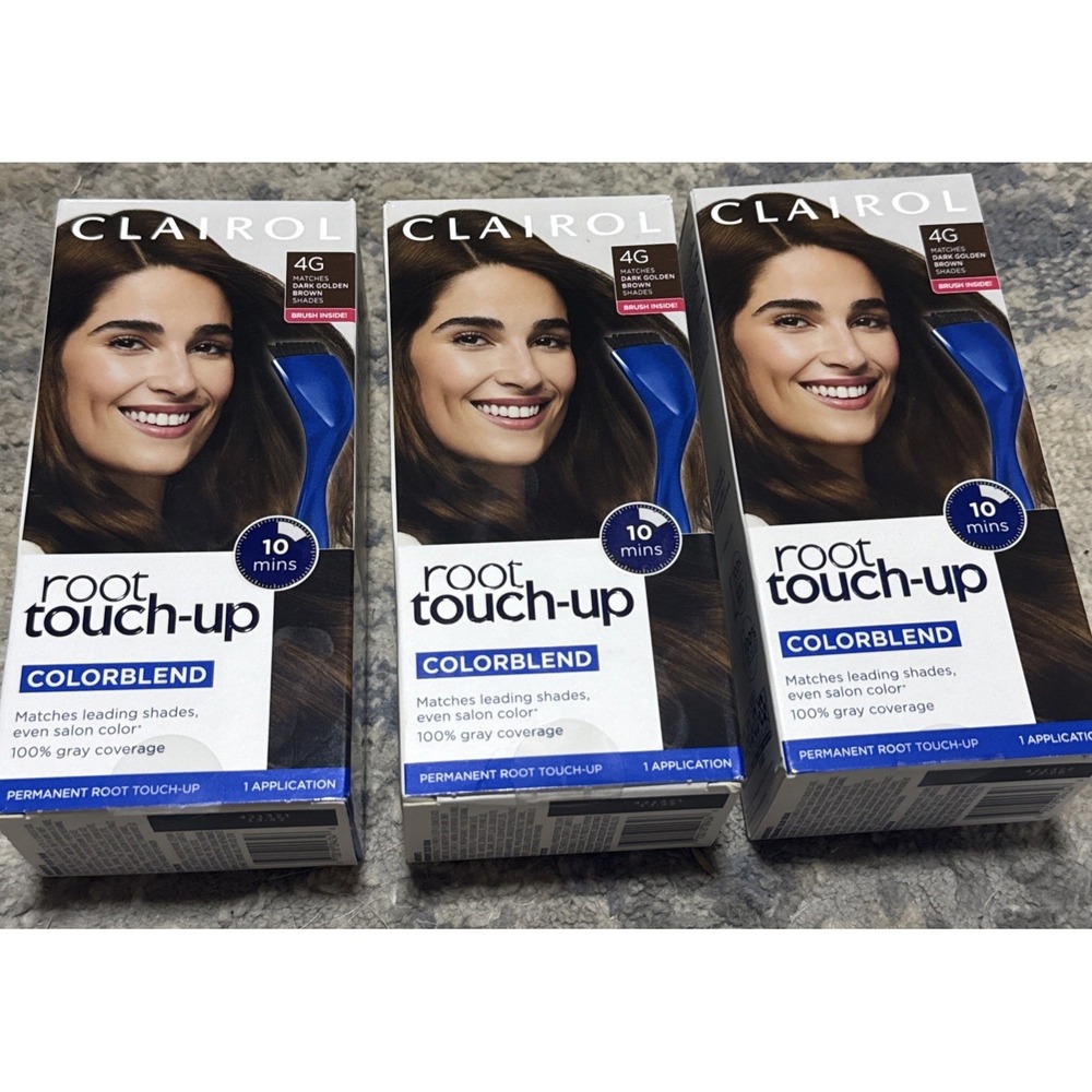 Clairol Root Touch Up Permanent Hair Color Creme 4G Dark Golden Brown Shades X 3